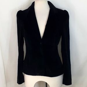 Larok black open back velvet velvet puffy sleeve Blazer size medium